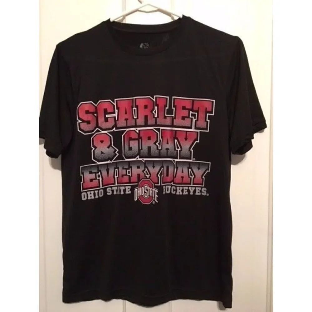 OHIO STATE BUCKEYES "SCARLET & GRAY EVERY DAY" SIZE SMALL POLYESTER T-SHIRT
